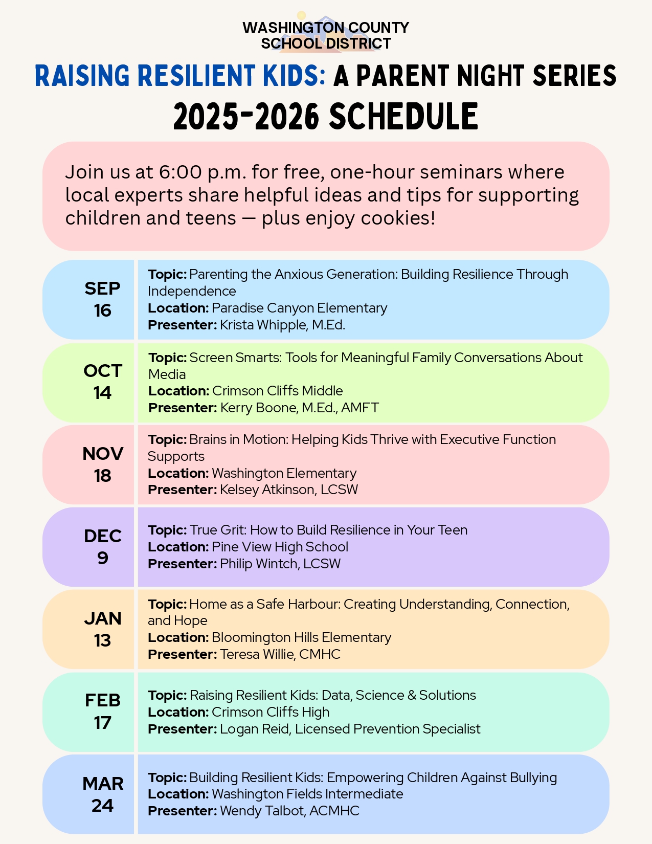 25-26 School year parent night flyer english.